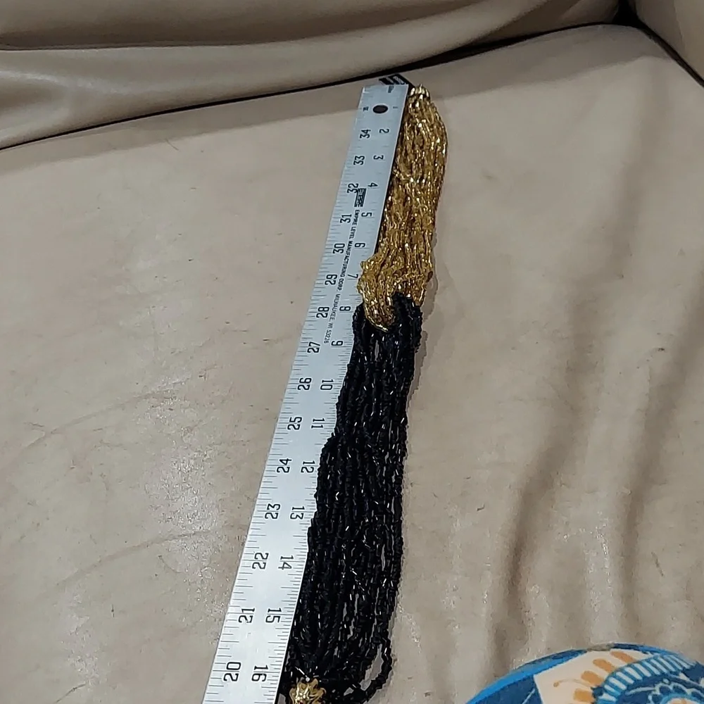 Black and gold bohemian glass bead necklace - Picture 3 of 3